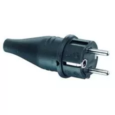 Вилка ABL 1419190 с/з, резиновая, IP44, 16A, 2P+E, 250V, для кабеля сечением 1,5 мм2, черный