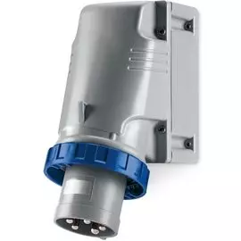 Вилка DKC DIS245M6393 бытовая с центральным вводом кабеля. Белая. IP20 63А 2P+E 230В, "Quadro"