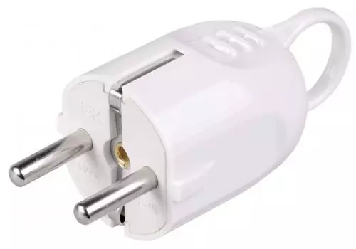 Вилка IEK EVP12-16-01-K01 ВПу12-01-Ст разброная угловая з/к с кольцом 16А белая
