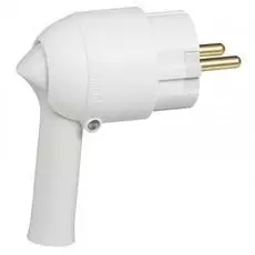 Вилка Legrand 050175 Элиум Белый 2Р+Е, 16А, с рычагом, пластик