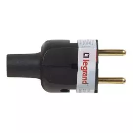 Вилка Legrand 050181 Элиум - 2К, 16 А, резина, прямой ввод, чёрная