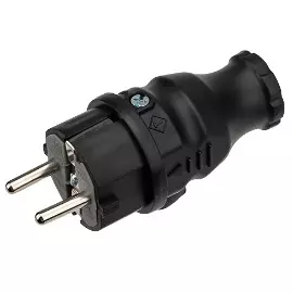 Вилка Rexant 111-001 прямая влагозащищенная, с/з, 16 А, IP44 каучук