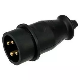 Вилка Rexant 111-006 переносная влагозащищенная 3Р+РЕ, 32 А, IP44 каучук, черная