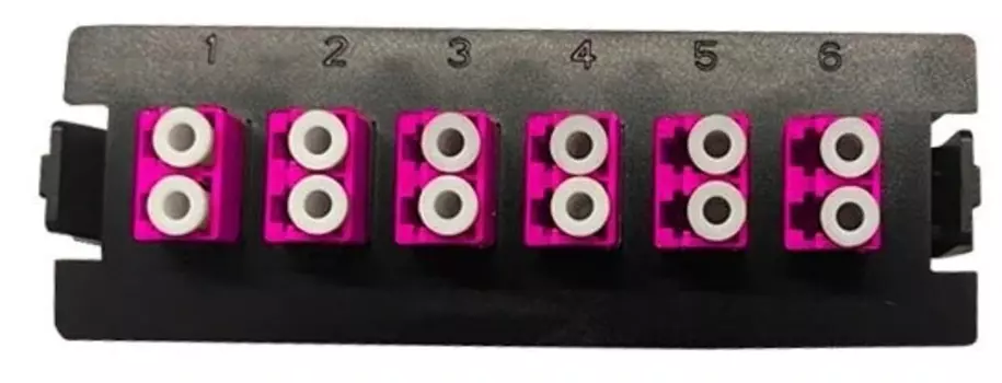 Вставка Hyperline FO-EXHD-PLT-12LC/UPC-OM4-MG EXHD с оптичесфкими адаптерами 12LC/UPC для многомодового кабеля OM4