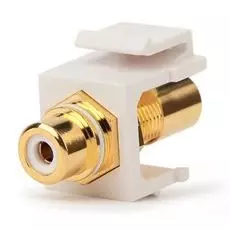 Вставка Hyperline KJ1-RCA/WH-HG-WH Keystone Jack с проходным адаптером RCA (белый), Hex. type, gold plated, ROHS, белая