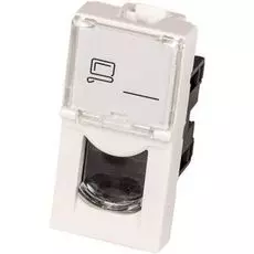 Вставка Lanmaster LAN-SIP-22U6-WH Mosaic 22.5x45, RJ-45 UTP, кат.6, со шторкой и увеличенным окном маркировки, белая