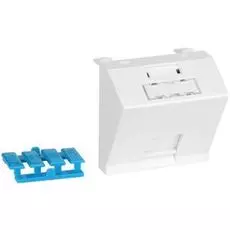 Вставка Lanmaster LAN-SIP-23A-WH 45x45 на 1 кейстоун, угловая, со шторкой, маркировкой и иконками, белая