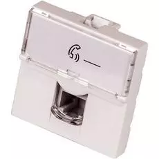 Вставка Lanmaster LAN-SIP-23TEL-WH Mosaic 45x45, RJ-11, со шторкой и увеличенным окном маркировки, белая