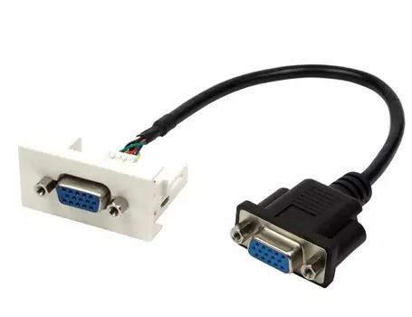 Вставка Lanmaster LAN-WA-LP-VGA-FF-3.0 Mosaic 22.5x45 с адаптером VGA D-SUB (HDB-15) мама, со шнуром 3 м мама, белая