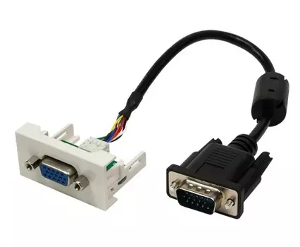 Вставка Lanmaster LAN-WA-LP-VGA-FM-3.0 Mosaic 22.5x45 с адаптером VGA D-SUB (HDB-15) мама, со шнуром 3 м папа, белая