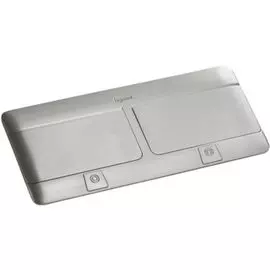 Выдвижной блок в стол Legrand 654003 - DLP - с комплектом для монтажа, 2х4 модуля, цвет нержавеющая сталь, для монтажа ЭУИ Программы Mosaic