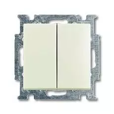 Выключатель ABB 1012-0-2187 2CKA001012A2187 BASIC 55 двухклавишный однополюсный (механизм), 10А, 250В, IP20 шале (белый)