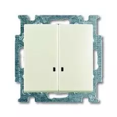Выключатель ABB 1012-0-2188 BASIC 55 двухклавишный однополюсный, с подсветкой (механизм), 10А, 250В, IP20 шале (белый)