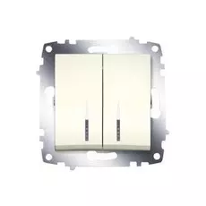 Выключатель ABB 619-010300-203 Cosmo двухклавишный, с подсветкой, 10А, 250В, IP20 (кремовый)