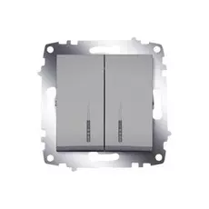 Выключатель ABB 619-011000-203 Cosmo двухклавишный с подсветкой, 10А, 250В, IP20 (алюминий)