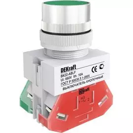 Выключатель DEKraft 25013DEK кнопочный ABLF D=22мм 220В зеленый