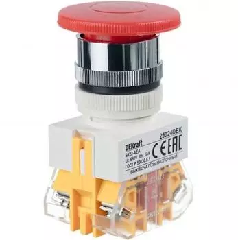 Выключатель DEKraft 25024DEK кноп. грибок AEA D22 КРАСНЫЙ 220В ВK-22