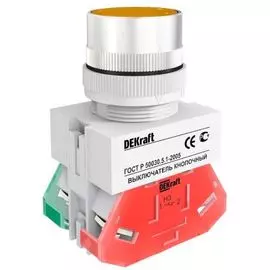 Выключатель DEKraft 25125DEK ВK-22 кнопочный с фикс. ABF D=22мм 220В желтый