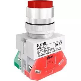 Выключатель DEKraft 25132DEK ВK-22 кнопочный с фикс. ABFP D=22мм кр. 220В красный
