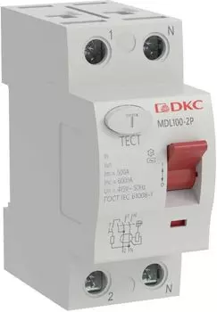 Выключатель дифференциального тока (ВДТ, УЗО) DKC MDL100-2P3-25-AC MDL100, 2P, 100mA, 25A, тип АC, "YON max"