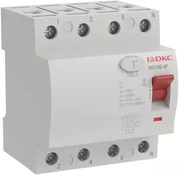 Выключатель дифференциального тока (ВДТ, УЗО) DKC MDL100-4P4-80-AC MDL100, 4P, 300mA, 80A,тип АС, "YON max"