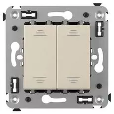 Выключатель DKC 4405104 в стену, двухклавишный, "Ванильная дымка", "Avanti"