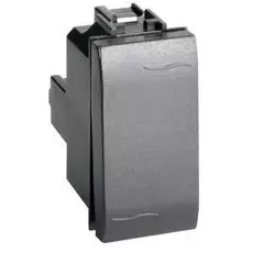 Выключатель DKC 77121NL двухполюсный, с подсветкой, черный, 1 модуль, "Brava"