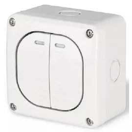 Выключатель DKC DIS1375022 однополюсный, двухклавишный, 20А IP66 белый, "Quadro"