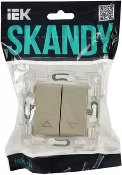 Выключатель двухклавишный для жалюзи IEK SK-V15-0-10-K10 SKANDY 10А SK-V12B бежевый