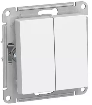 Выключатель двухклавишный кнопочный Systeme Electric ATN000117 AtlasDesign сх.5, 10АХ, механизм, Белый