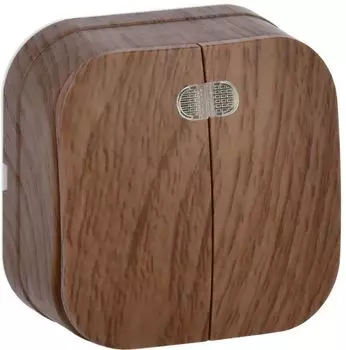 Выключатель двухклавишный с подсветкой IEK EVH21-K24-10 GLORY открытой установки 10А ВС20-2-1-ХД дуб