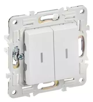 Выключатель двухклавишный с подсветкой IEK SK-V20-1-10-K01 SKANDY 10А SK-V09W Арктический белый