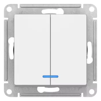 Выключатель двухклавишный с подсветкой Systeme Electric ATN001353 AtlasDesign сх.5а, 10АХ, мех., лотос