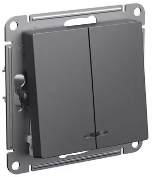 Выключатель двухклавишный с подсветкой Systeme Electric ATN001453 AtlasDesign сх.5а, 10АХ, механизм, базальт