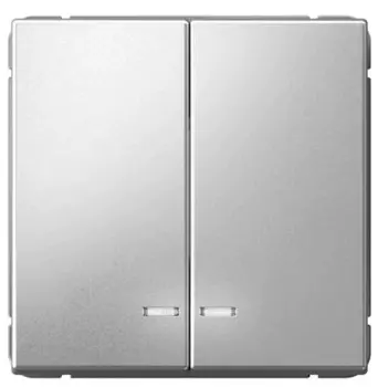 Выключатель двухклавишный с подсветкой Systeme Electric GAL000953 ArtGallery сх.5а, 10АХ, механизм, сталь