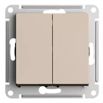Выключатель двухклавишный Systeme Electric ATN001251 AtlasDesign сх.5, 10АХ, механизм, Песочный