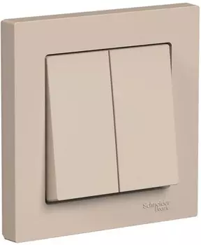 Выключатель двухклавишный Systeme Electric ATN001252 AtlasDesign сх.5, 10АХ, в сборе, Песочный