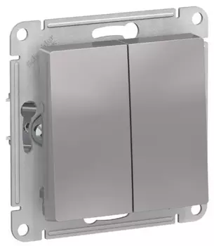 Выключатель двухклавишный Systeme Electric ATN440351 AtlasDesign AQUA IP44, сх.5, 10АХ, механизм, алюминий