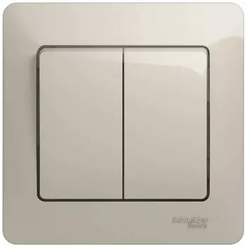 Выключатель двухклавишный Systeme Electric GSL000952 Glossa 2-клавишный ВЫКЛЮЧАТЕЛЬ, сх.5, 10AX, в сборе, молочный