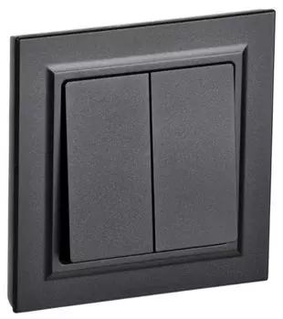 Выключатель двухклавишный в сборе IEK BR-V20-0-10-K02-F BRITE 10А ВСР10-2-0-БрЧ Черный