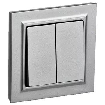 Выключатель двухклавишный в сборе IEK BR-V20-0-10-K47-F BRITE 10А ВСР10-2-0-БрА Алюминиевый