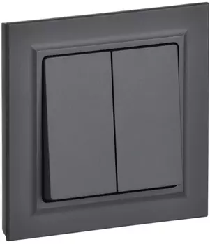 Выключатель двухклавишный в сборе IEK BR-V20-0-10-K53-F BRITE 10А ВСР10-2-0-БрГ Графит