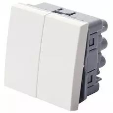 Выключатель Eurolan 16V-20-02WT двухклавишный 45 45 мм, 10 A – 250 В