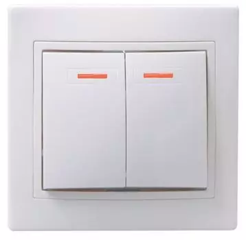 Выключатель IEK EVK21-K01-10-DM 2-кл. СП Кварта 10А IP20 ВС10-2-1-КБ с индикацией белый