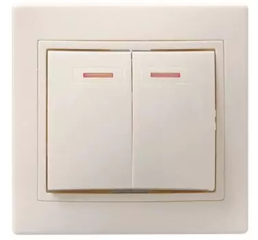 Выключатель IEK EVK21-K33-10-DM 2-кл. СП Кварта 10А IP20 ВС10-2-1-ККм с индикацией кремовый