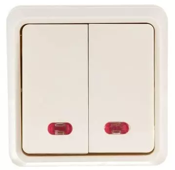 Выключатель IEK EVO21-K33-10-DC 2-кл. ОП Октава 10А IP20 ВС20-2-1-ОКм с индикацией кремовый