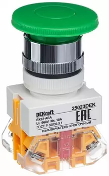 Выключатель кнопочный DEKraft 25023DEK грибок AEA D22 ЗЕЛЕНЫЙ 220В ВK-22