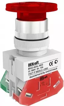 Выключатель кнопочный DEKraft 25034DEK грибок с фиксацией AEAL D22 КРАСНЫЙ ВК-22