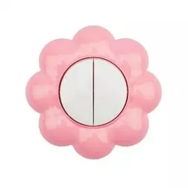 Выключатель KRANZ KR-78-0624 двухклавишный HAPPY Цветок скрытой установки, белый/розовый