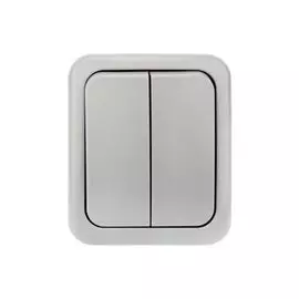 Выключатель KRANZ KR-78-0833 двухклавишный Mini OG OG IP54, о/у, серый